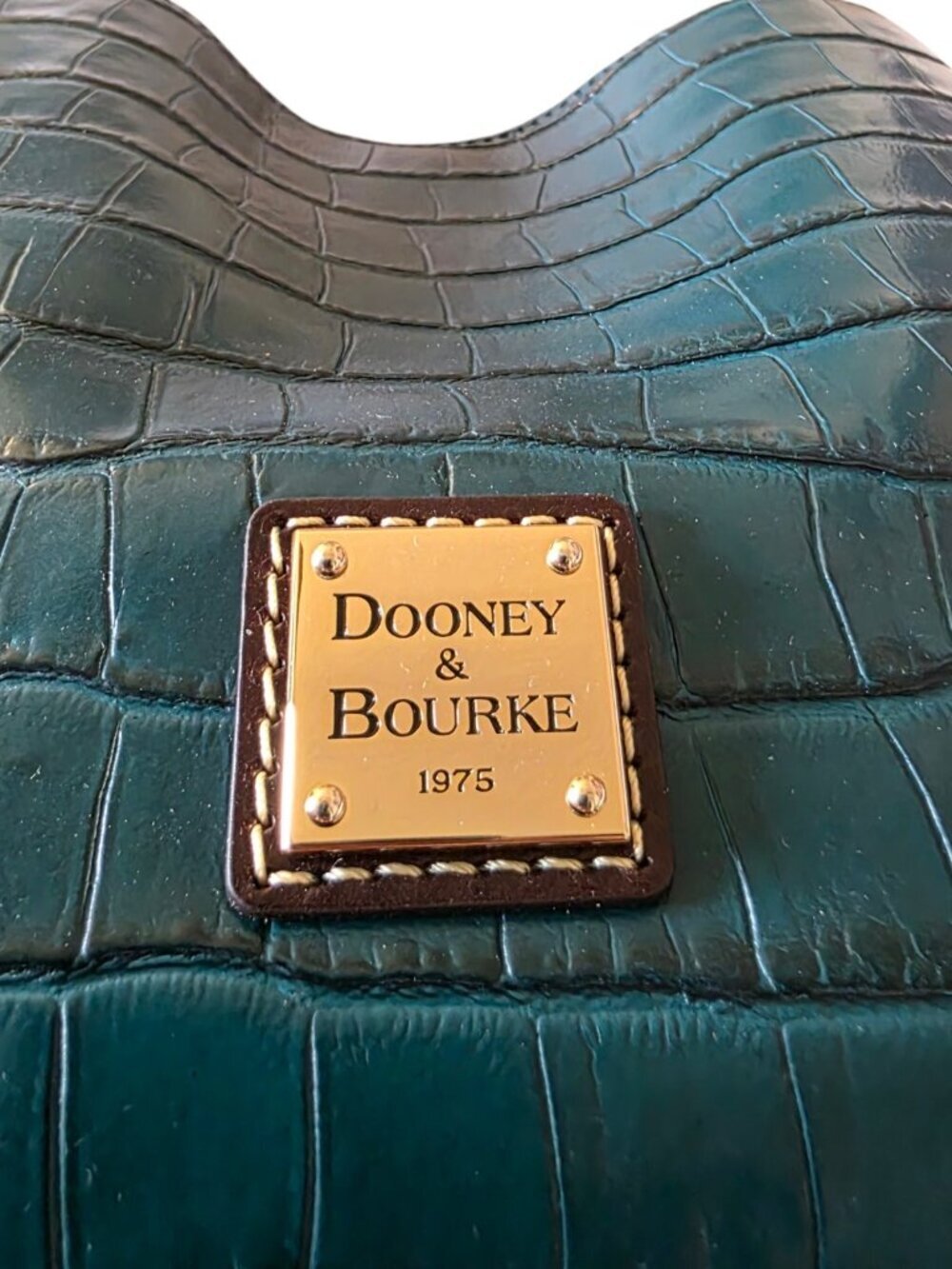 Dooney & Bourke Oakdale Brenna Croc Embossed Leather Bag Deep Teal NWT Rare - Picture 7 of 16